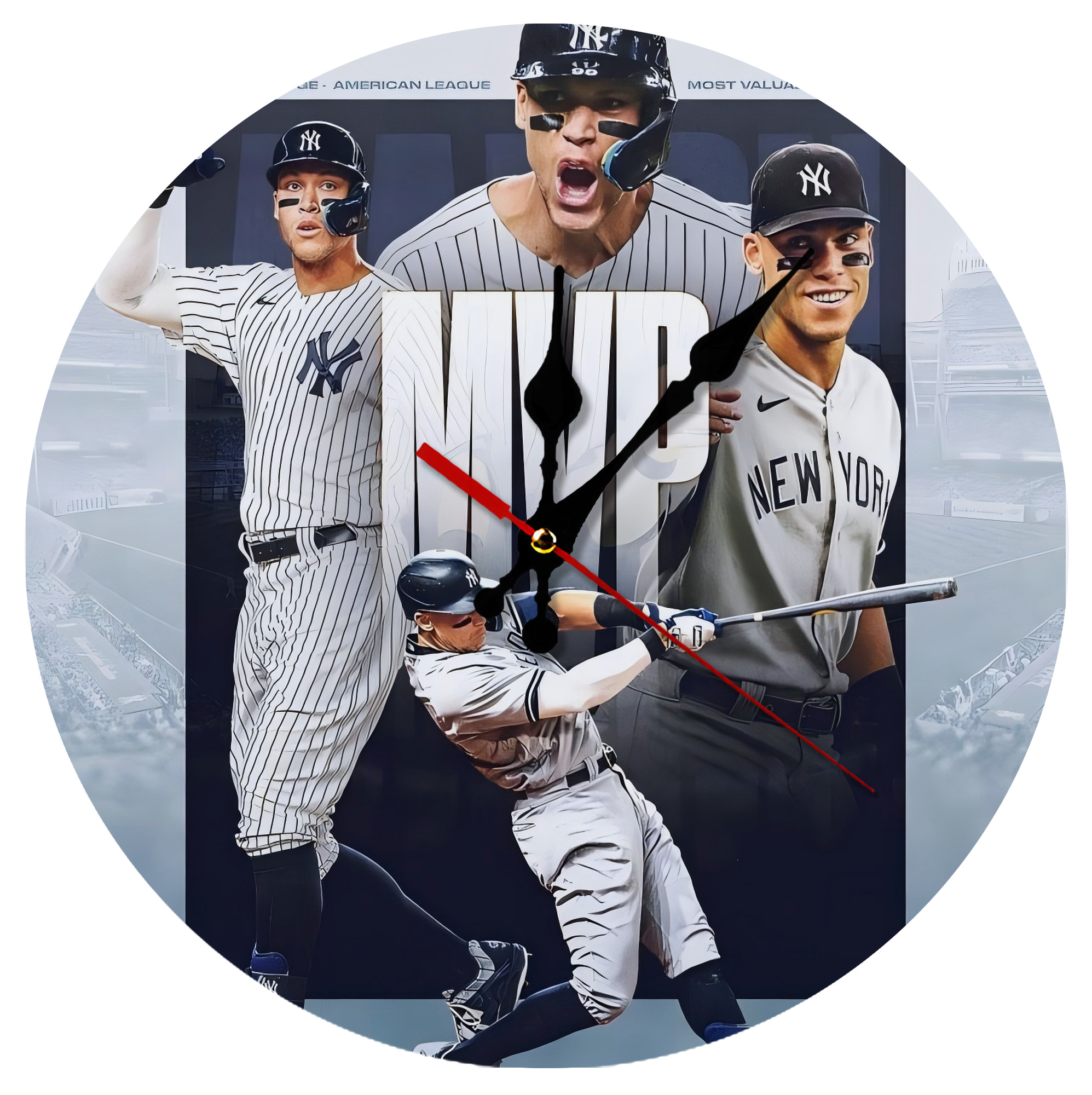 Aaron Judge MVP Silent Round Wall Clock – Modern & Stylish DIY Design, Durable Wood Construction, Easy To Install – Perfect For Office, Bedroom, Living Room, And More